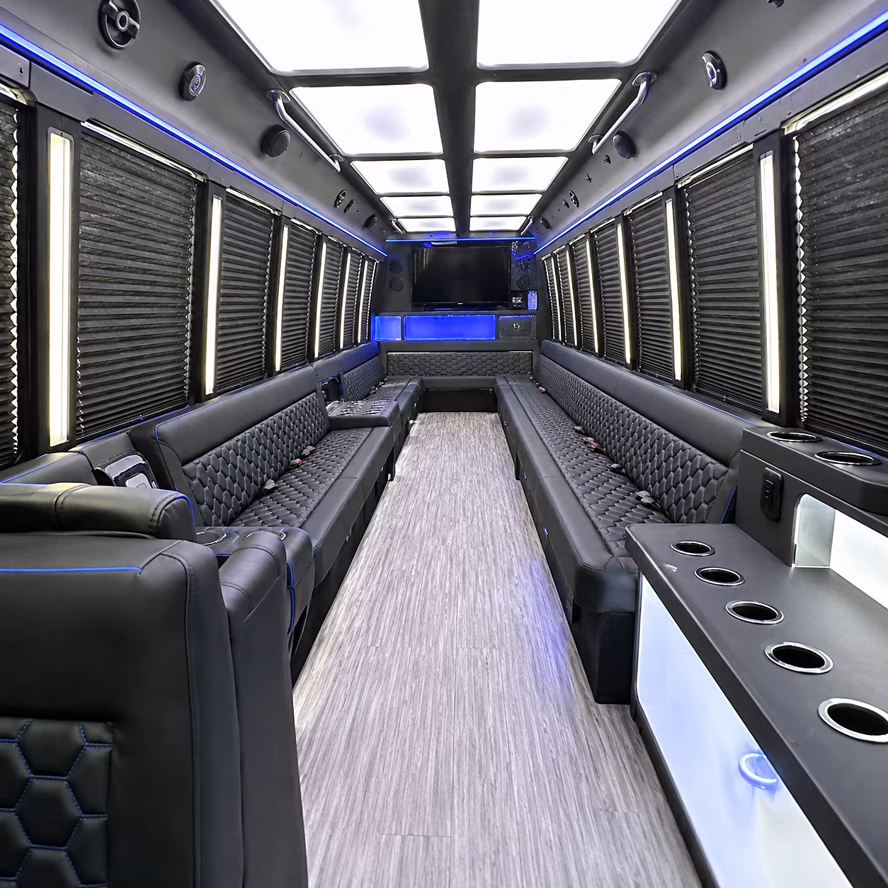 Gainesville Birthday, Sweet 16, & Quinceañera Transportation party bus interior