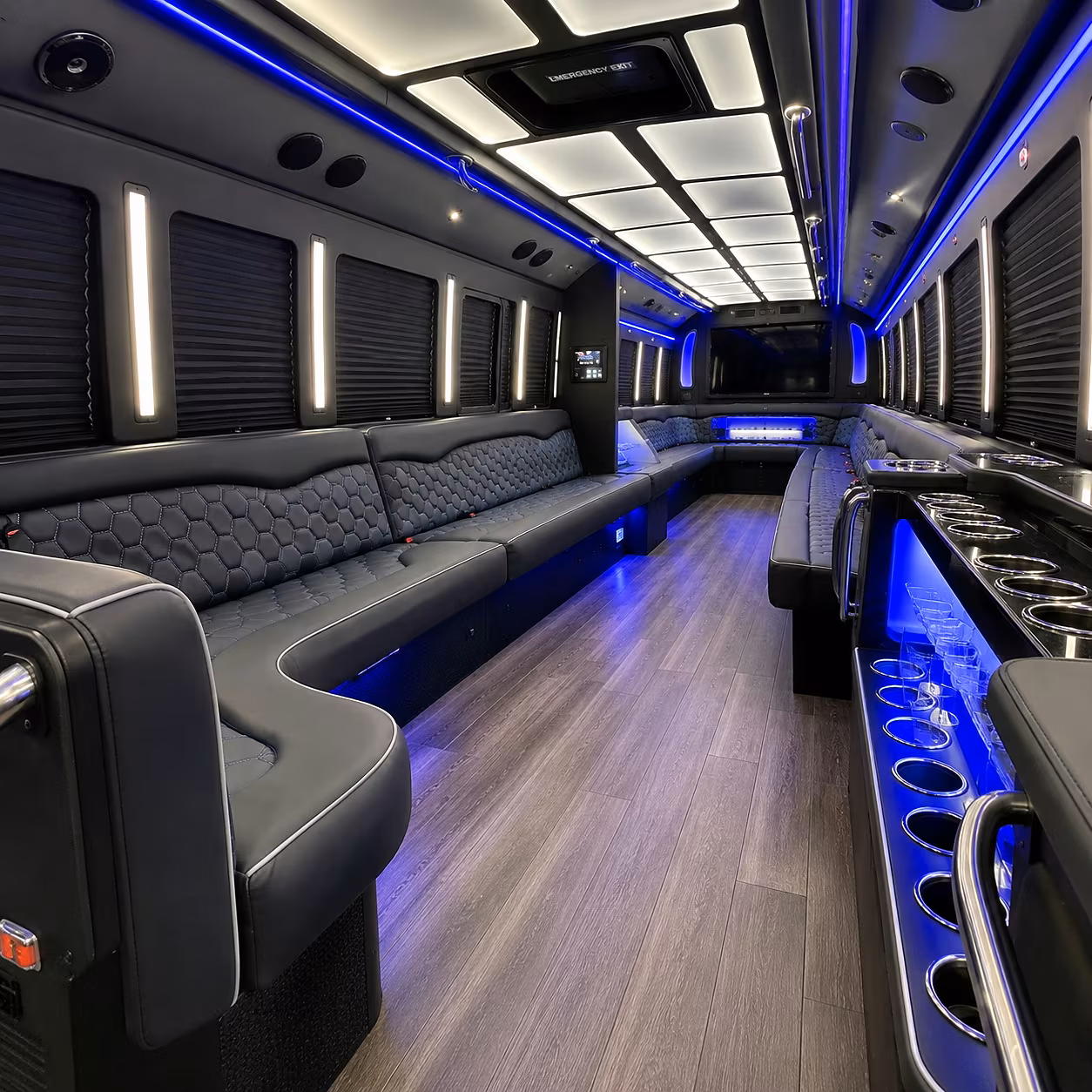 Gainesville Private Event Transportation party bus interior