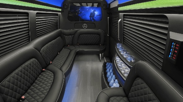 Interior of Charter Bus Company Lakeland's 14 Passenger Sprinter Limousine in Lakeland