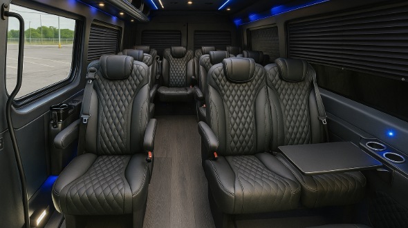 Interior of Charter Bus Company Gainesville's 15 Passenger Minibus in Gainesville