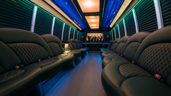 Interior of Charter Bus Company Jacksonville's 25 Passenger Party Bus in Jacksonville