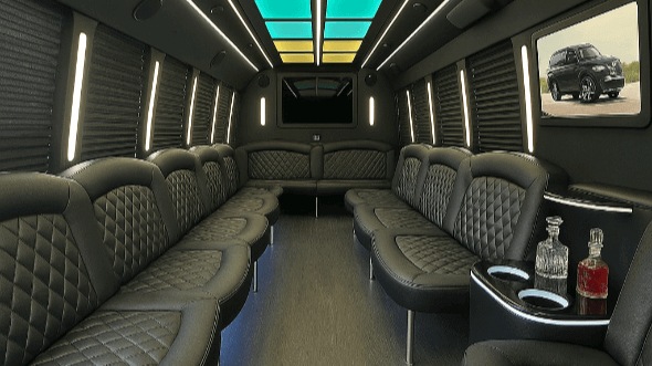 Interior of Charter Bus Company Wesley Chapel's 30 Passenger Party Bus in Wesley Chapel