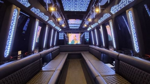 Interior of Charter Bus Company Daytona Beach's 40 Passenger Party Bus in Daytona Beach