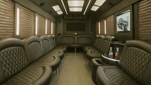Interior of Charter Bus Company Palm Coast's 40 Passenger Party Bus in Palm Coast