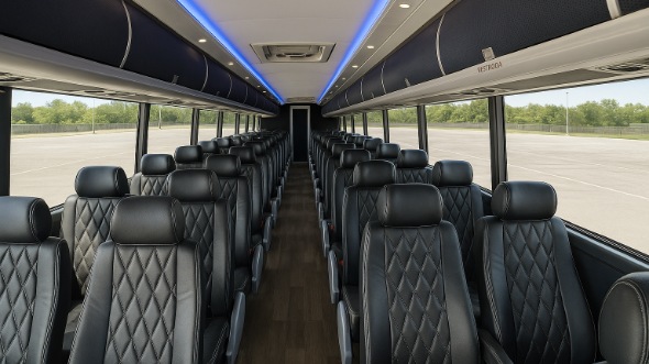 Interior of Charter Bus Company Gainesville's 56 Passenger Charter Bus in Gainesville