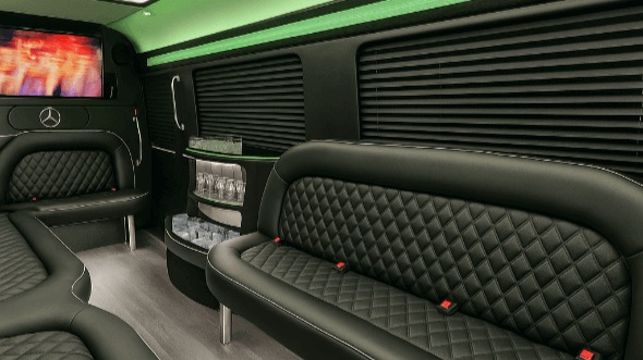 gainesville 14 passenger sprinter limousine inside